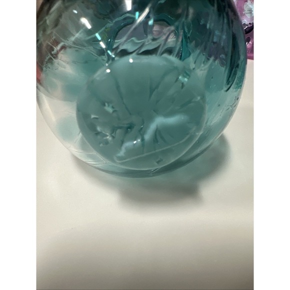 Hand Blown Glass Hanging Terrarium Air Plant Globe Aqua Blue Stamped Kentucky4x5 - Picture 4 of 6